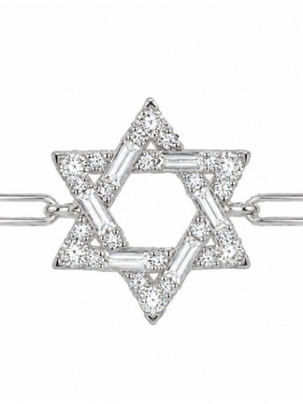 Sterling Silver Star of David Diamond Accent Bracelet - White